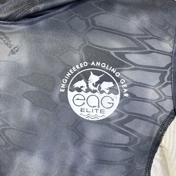 EAG Elite Shirt Kids Small Gray Hooded Camo Long Sleeve Fishing Tee Top - Picture 2 of 10